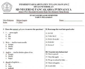 Soal bahasa inggris kelas 2  BelajarINGGRIS.net