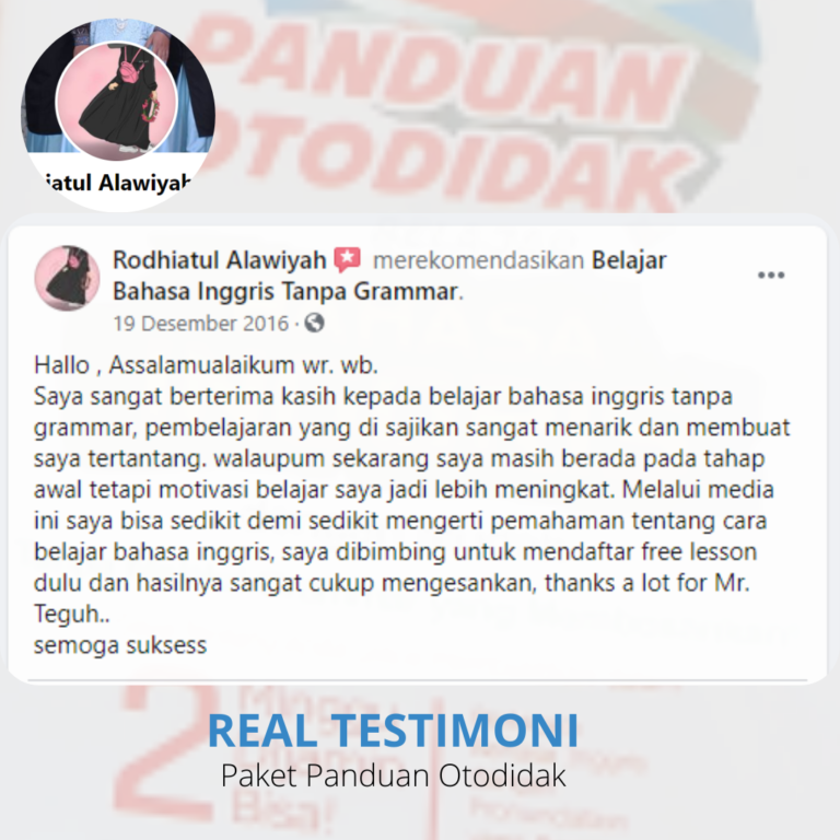 testimoni panduan otodidak rodhiatul